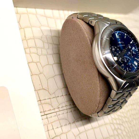 Rare "Blue Face" EBEL E-Type Men's Chronograph Model 9137C51/6316 Skeleton Back - Picture 9 of 16